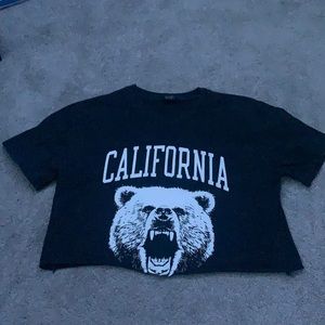 california crop top with bear design